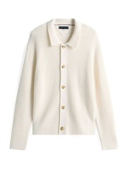 Tommy Hilfiger Cream Smart Casual Waffle Knit Lambswool Blend Cardigan - Image 5 of 5