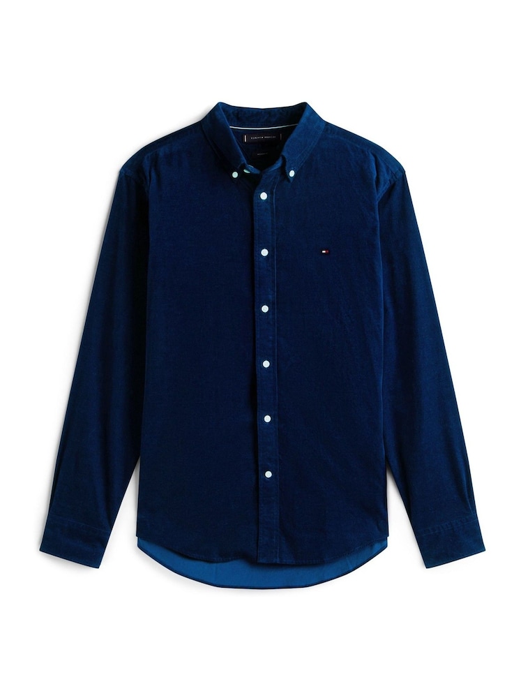 Tommy Hilfiger Blue Regular Fit Flag Embroidery Corduroy Shirt - Image 5 of 5 Tommy Hilfiger Blue Regular Fit Flag Embroidery Corduroy Shirt - Image 5 of 5