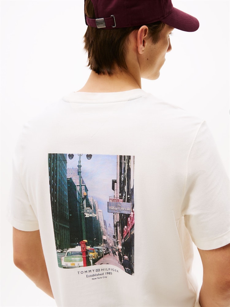 Tommy Hilfiger Cream Back Print Jersey T-Shirt - Image 2 of 5