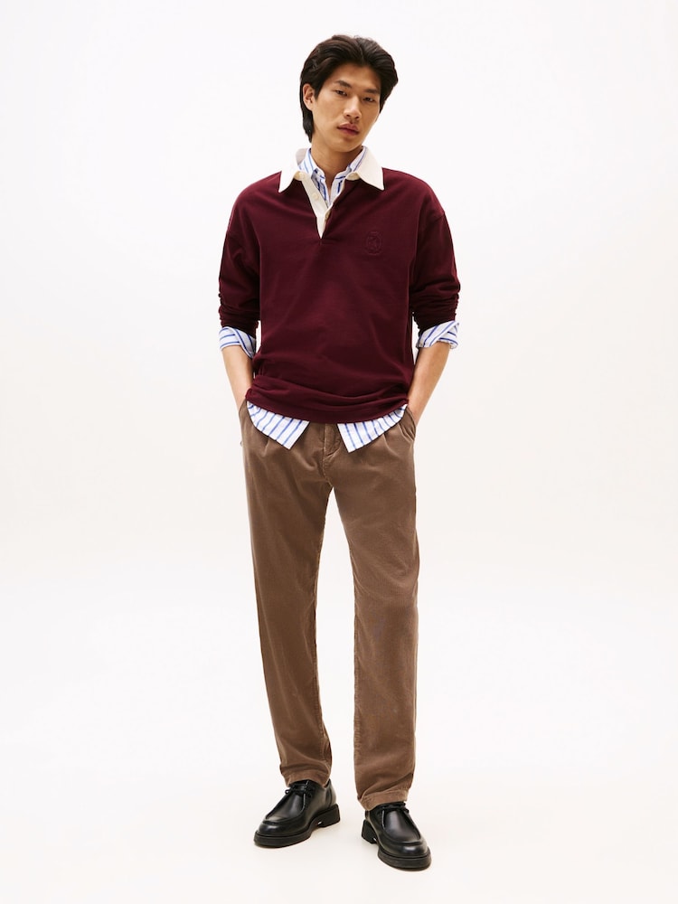 Tommy Hilfiger Brown Harlem Pleated Tapered Corduroy Chinos - Image 2 of 5