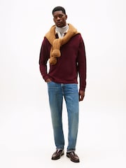 Tommy Hilfiger Red Varsity Contrast Collar Relaxed Rugby Shirt - Image 3 of 5