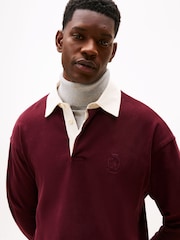 Tommy Hilfiger Red Varsity Contrast Collar Relaxed Rugby Shirt - Image 4 of 5