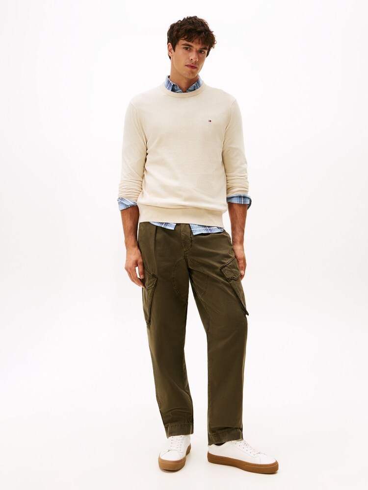 Tommy Hilfiger White Crew Neck Jumper With Cashmere - Image 1 of 4 Tommy Hilfiger White Crew Neck Jumper With Cashmere - Image 1 of 4
