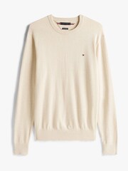 Tommy Hilfiger White Crew Neck Jumper With Cashmere - Image 4 of 4