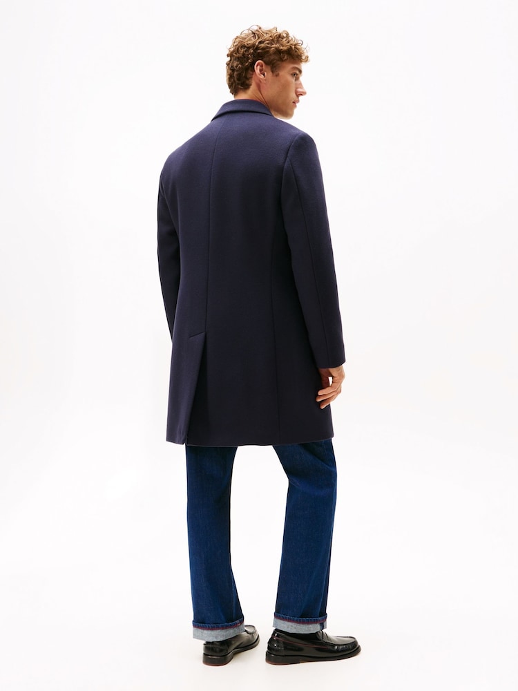 Tommy Hilfiger Blue Smart Casual Wool Blend Single Breasted Coat - Image 2 of 5