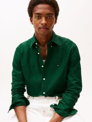 Tommy Hilfiger Ornamental Green Regular Fit Flag Embroidery Oxford Shirt - Image 1 of 5
