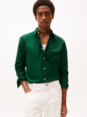 Tommy Hilfiger Ornamental Green Regular Fit Flag Embroidery Oxford Shirt - Image 2 of 5