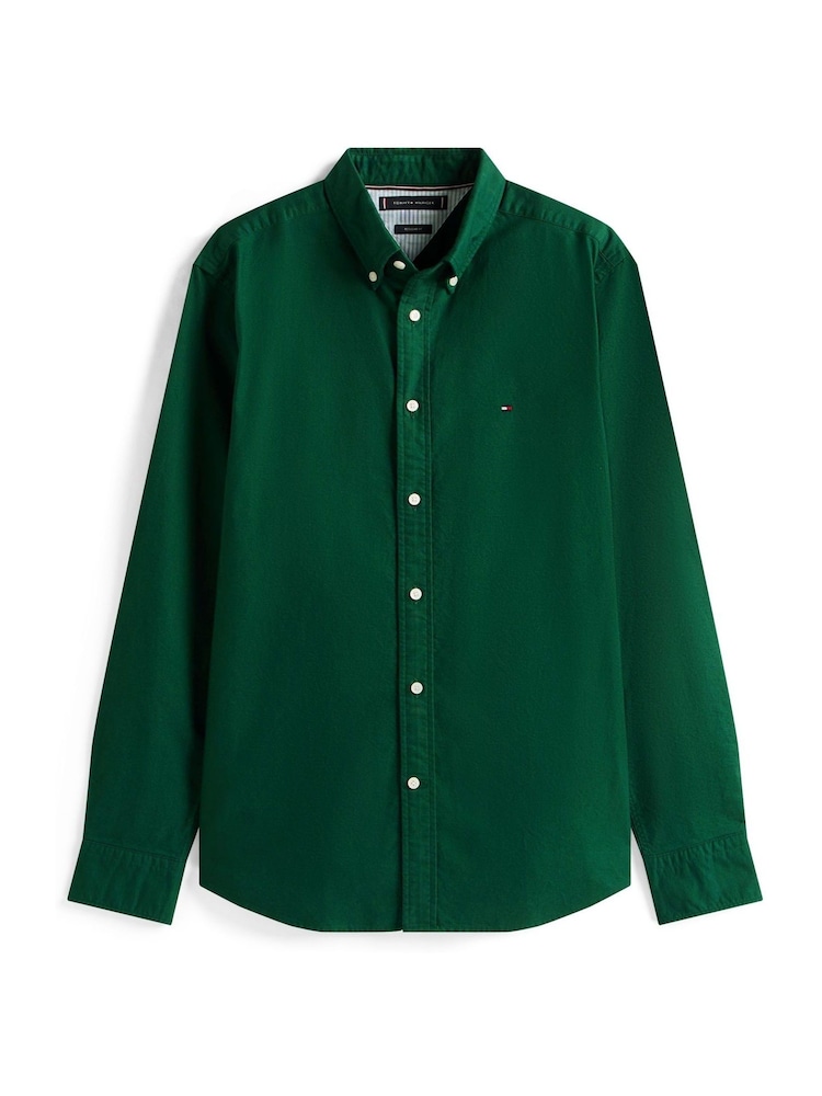 Tommy Hilfiger Ornamental Green Regular Fit Flag Embroidery Oxford Shirt - Image 5 of 5