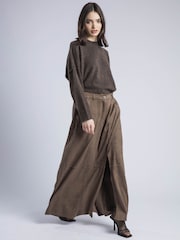Religion Brown Aida Suedette Suede Maxi Skirt With Jean Pocket Details - Image 1 of 6