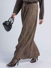 Religion Brown Aida Suedette Suede Maxi Skirt With Jean Pocket Details - Image 3 of 6