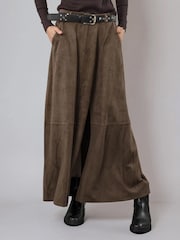 Religion Brown Aida Suedette Suede Maxi Skirt With Jean Pocket Details - Image 4 of 6