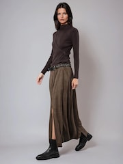 Religion Brown Aida Suedette Suede Maxi Skirt With Jean Pocket Details - Image 5 of 6