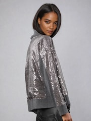 Religion Grey Hailey Sequinned Roll Neck Jumper In Soft Yarn - Image 3 of 6