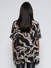 Religion Black Oversized Glory Tunic Shirt In Brown Abstract Print - Image 5 of 5