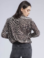 Religion Animal Loose Emmy Turtle Neck Top In Golden Zebra Animal Velvet Jersey - Image 2 of 6