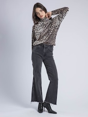 Religion Animal Loose Emmy Turtle Neck Top In Golden Zebra Animal Velvet Jersey - Image 3 of 6
