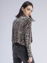 Religion Animal Loose Emmy Turtle Neck Top In Golden Zebra Animal Velvet Jersey - Image 4 of 6