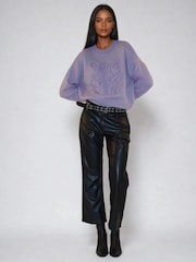 Religion Purple Lucy Love Jumper In Soft Loose Knit With Love Embroidered Slogan - Image 3 of 6