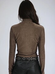 Religion Brown Luna Poloneck Top In Brown Lurex - Image 4 of 7