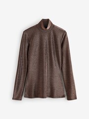 Religion Brown Luna Poloneck Top In Brown Lurex - Image 7 of 7