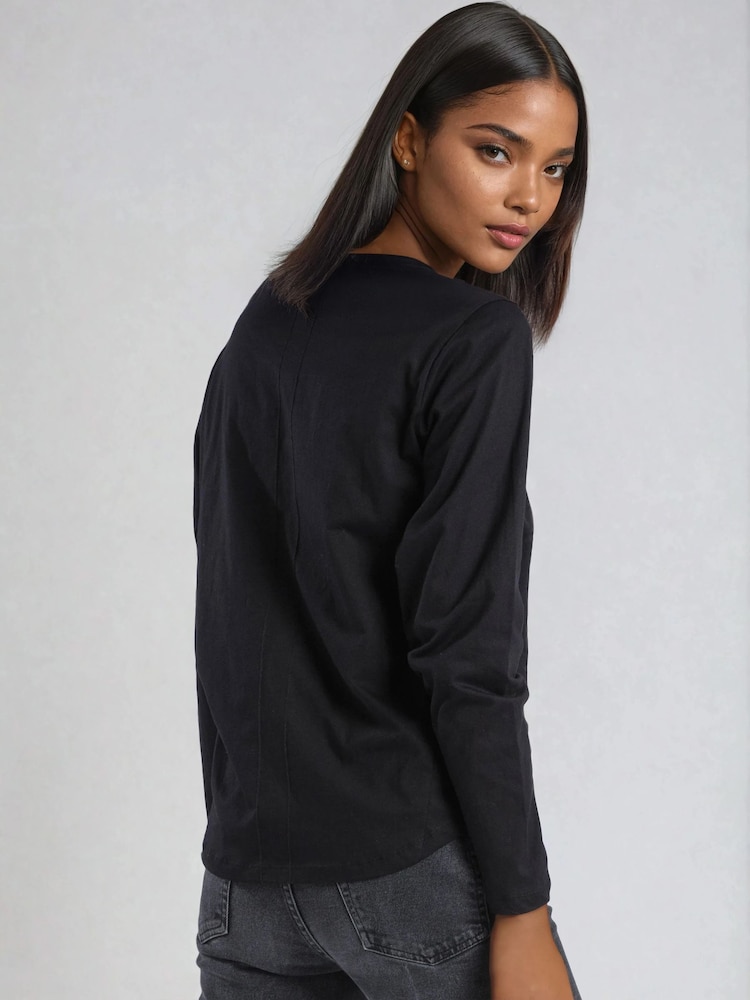 Religion Black Rebel Skull Long Sleeve T-Shirt With Skull Rebel And Roses With Sequins - Image 4 of 4 Religion Black Rebel Skull Long Sleeve T-Shirt With Skull Rebel And Roses With Sequins - Image 4 of 4