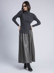 Religion Grey Serena Draped Wrap Roll Neck Top In Lux Rib Knit - Image 6 of 6
