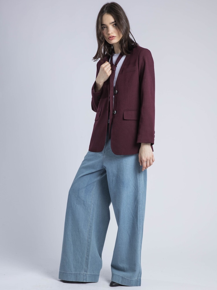Religion Red Emily Collarless Blazer Jacket with Tie - Image 1 of 6 Religion Red Emily Collarless Blazer Jacket with Tie - Image 1 of 6