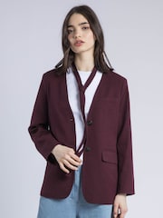 Religion Red Emily Collarless Blazer Jacket with Tie - Image 4 of 6