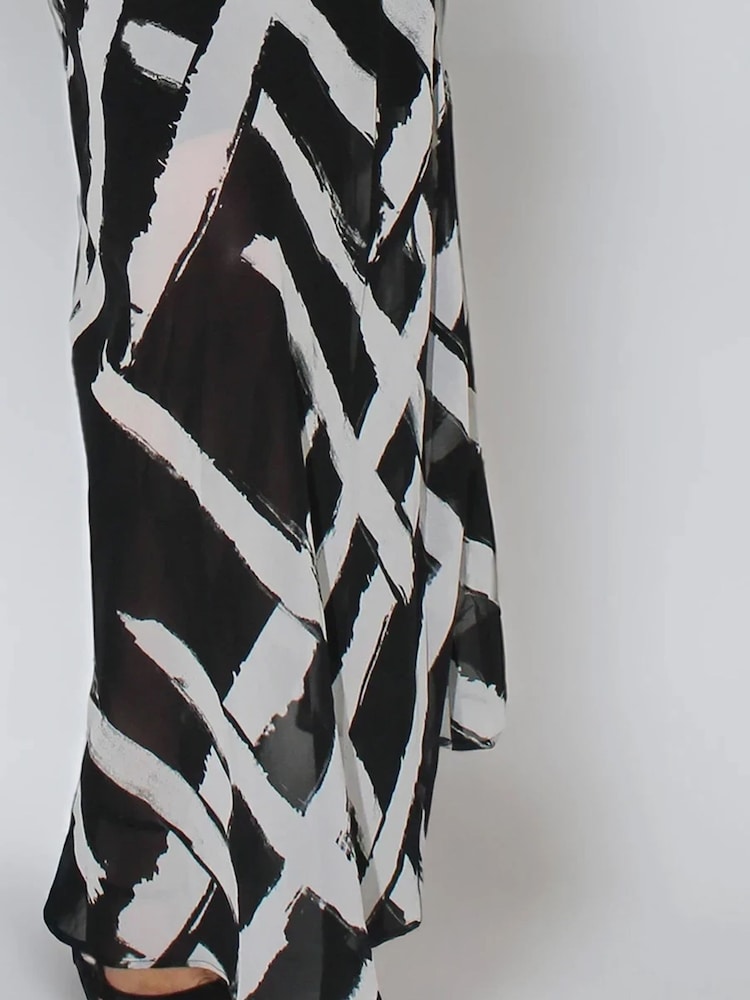 Religion Black Lily Column Bias Cut Maxi Dress In Abstract Monochrome Stripe Print - Image 4 of 4