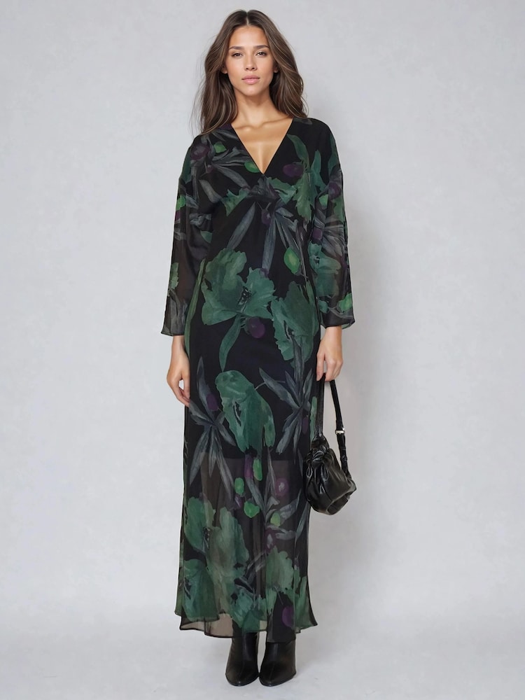 Religion Green Lily Column Bias Cut Maxi Dress In Floral Print - Image 2 of 6
