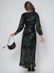 Religion Green Lily Column Bias Cut Maxi Dress In Floral Print - Image 4 of 6