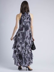 Religion Animal Taylor Halterneck Maxi Dress In Grey & Lilac Leopard Spot Print - Image 2 of 5