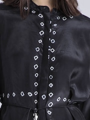 Religion Black Lola Long Line Shirt With Tie Waist In Monochrome Tie Dye - Image 6 of 6