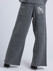 Religion Grey Luscious Knitted Quiet Luxury Joggers with Skull & Crossbone Jacquard - Image 2 of 6