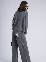 Religion Grey Luscious Knitted Quiet Luxury Joggers with Skull & Crossbone Jacquard - Image 3 of 6