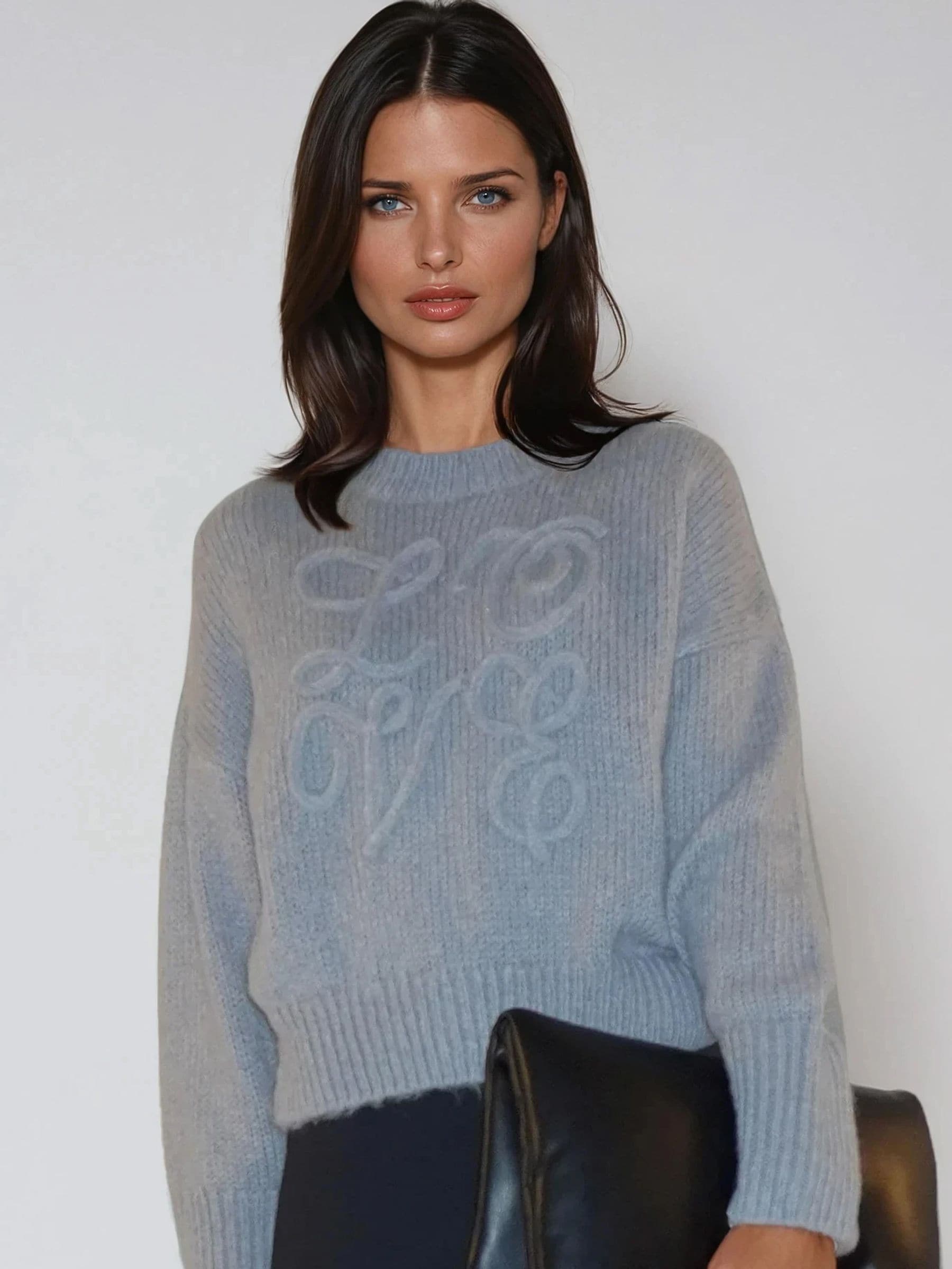 Buy Religion Grey Lucy Love Jumper In Soft Loose Knit With Love