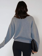 Religion Grey Lucy Love Jumper In Soft Loose Knit With Love Embroidered Slogan - Image 6 of 6