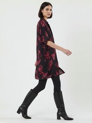 Religion Red Lola Oversized Tunic Dress With Tie Waist In Dark Floral Print - Image 3 of 5