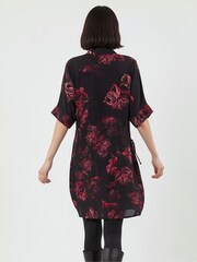 Religion Red Lola Oversized Tunic Dress With Tie Waist In Dark Floral Print - Image 4 of 5