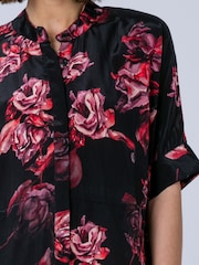 Religion Red Lola Oversized Tunic Dress With Tie Waist In Dark Floral Print - Image 6 of 8