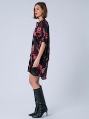 Religion Red Lola Oversized Tunic Dress With Tie Waist In Dark Floral Print - Image 7 of 8