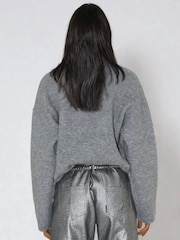Religion Grey Rebel Forever Crew neck Slogan Jumper in Soft Yarn - Image 5 of 5