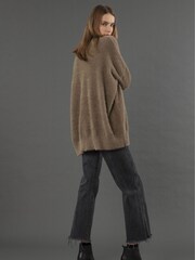 Religion Brown Iris Longline Cardigan In Super Soft Fluffy Yarn - Image 5 of 6