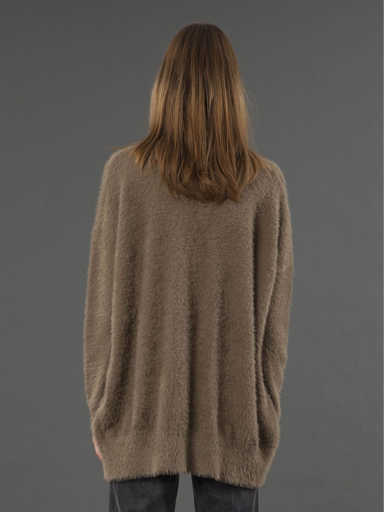 Religion Brown Iris Longline Cardigan In Super Soft Fluffy Yarn - Image 6 of 6