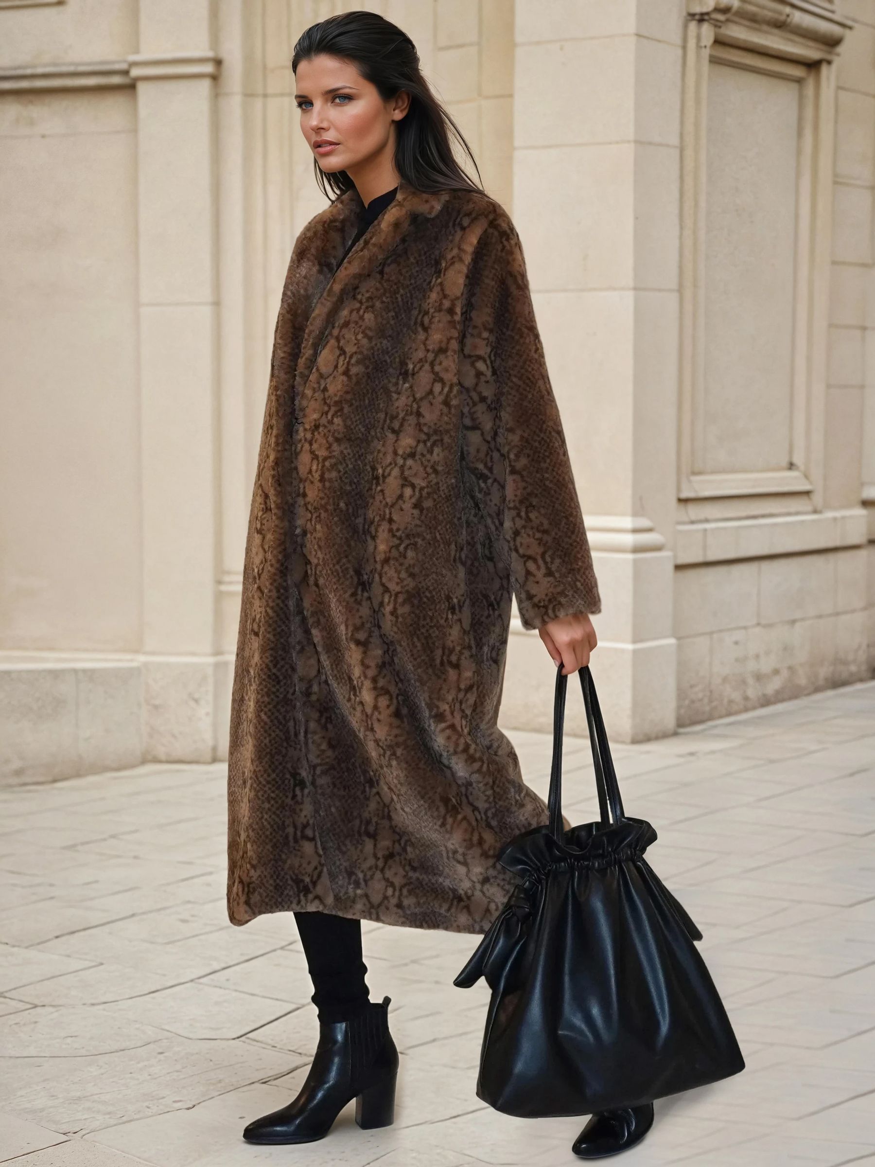 Buy Religion Animal Margot Python Faux Fur Long Line Coat from