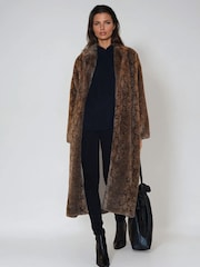 Religion Animal Margot Python Faux Fur Long Line Coat - Image 4 of 7