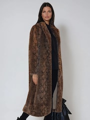 Religion Animal Margot Python Faux Fur Long Line Coat - Image 5 of 7