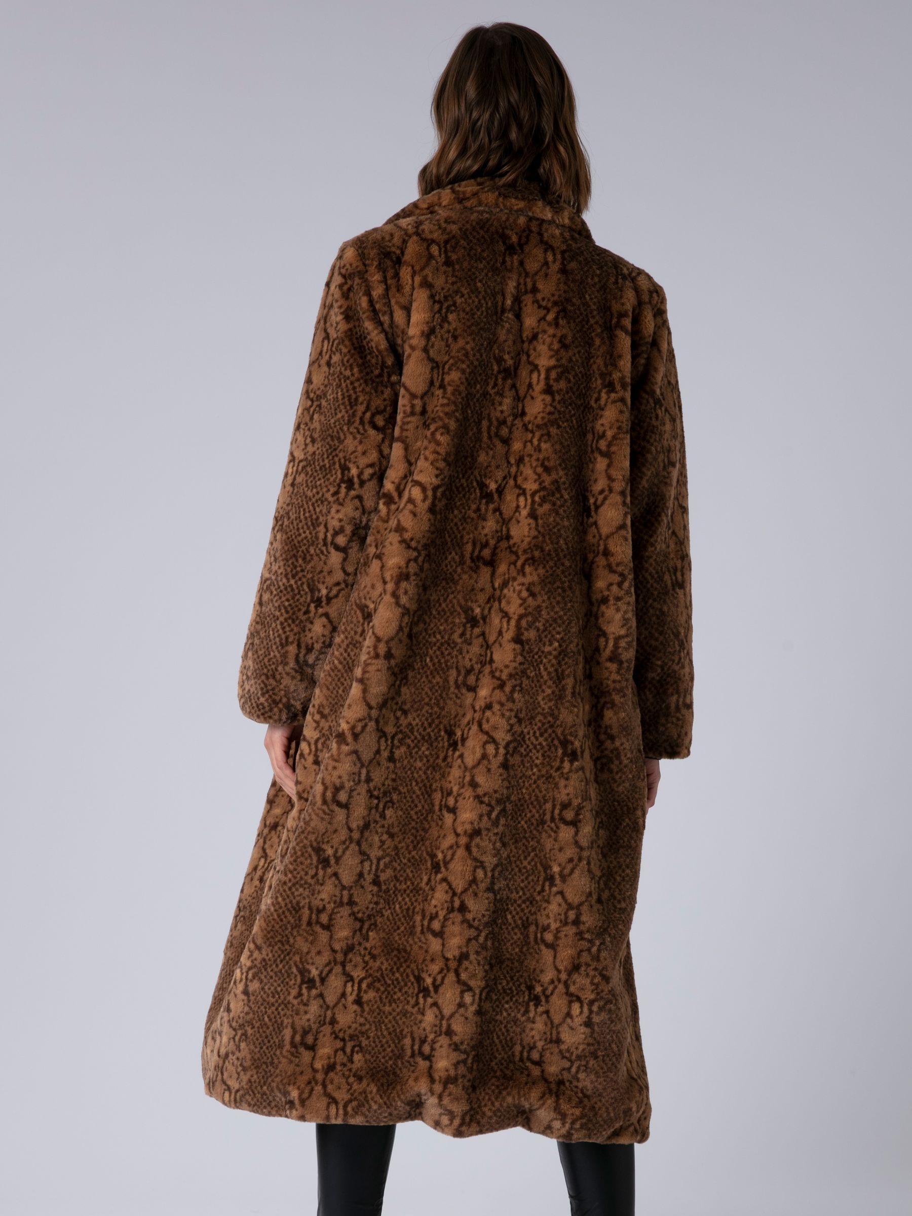 Buy Religion Animal Margot Python Faux Fur Long Line Coat from
