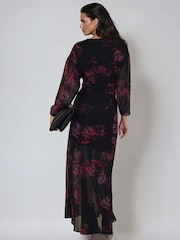 Religion Red Lily Column Bias Cut Maxi Dress In Dark Floral Fade Print - Image 5 of 6
