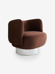 MADE.COM Chocolate Brown Velvet Novara Swivel Accent Chair - Image 4 of 5